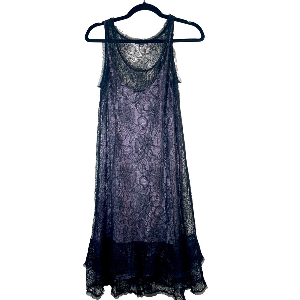 Sisley Black and Purple High-Low Lace Dress